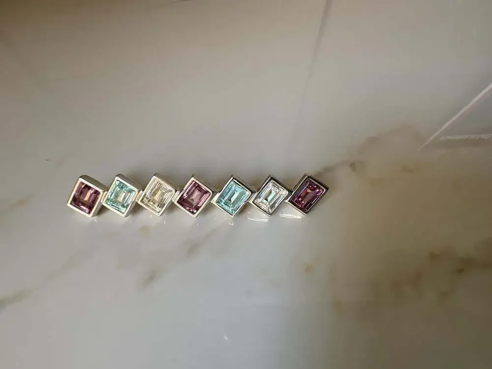 Swarovski Multi-Colored Baguette Stone Bar Pin Brooch